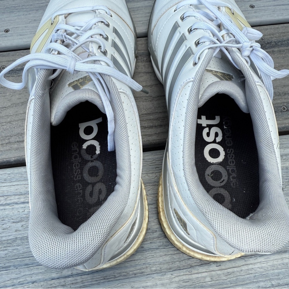 Adidas Adipower Boost Mens 10.5 White and Grey Golf Cleats - Picture 5 of 16
